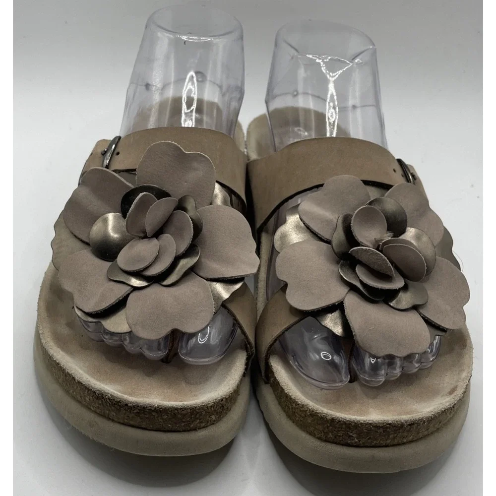 Mephisto Helen Flower Women Brown Leather Air Relax Comfort Cork Sandal Size 37